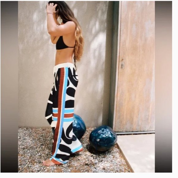 ZARA PRINTED SATIN EFFECT PALAZZO TROUSER PANTS $119 - Picture 9 of 10